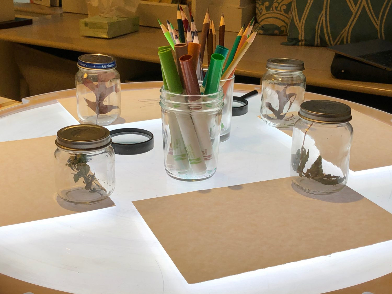 Light table with paper