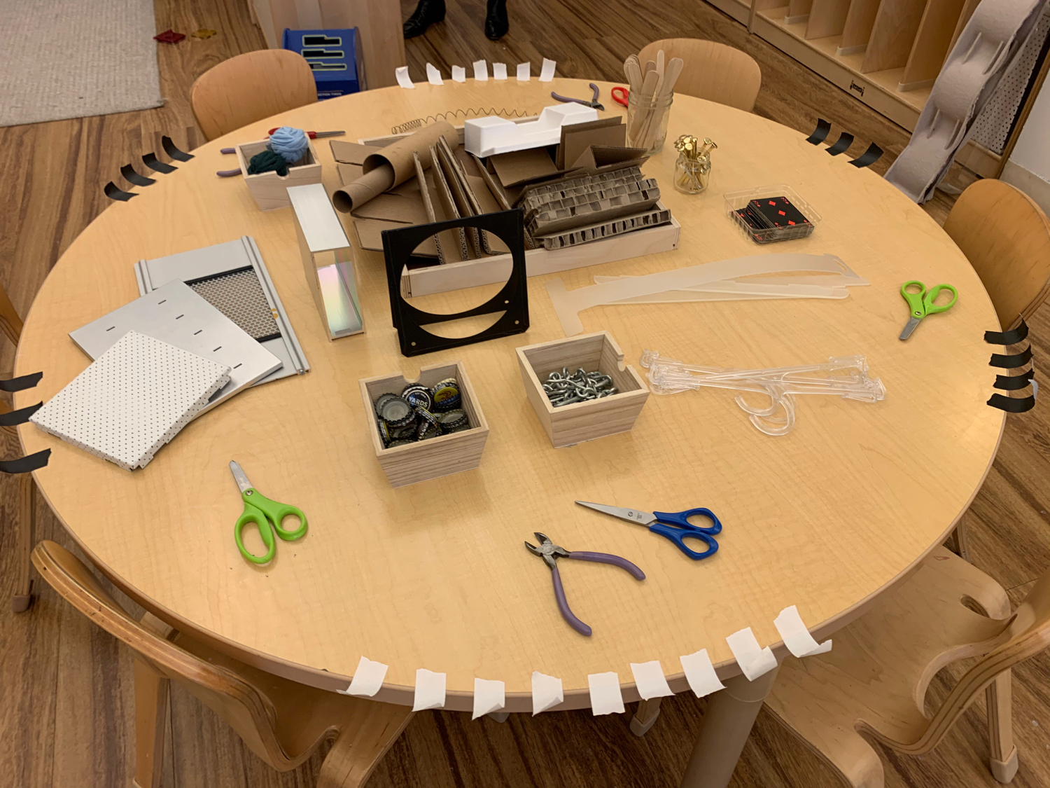 tape prepared for children on table