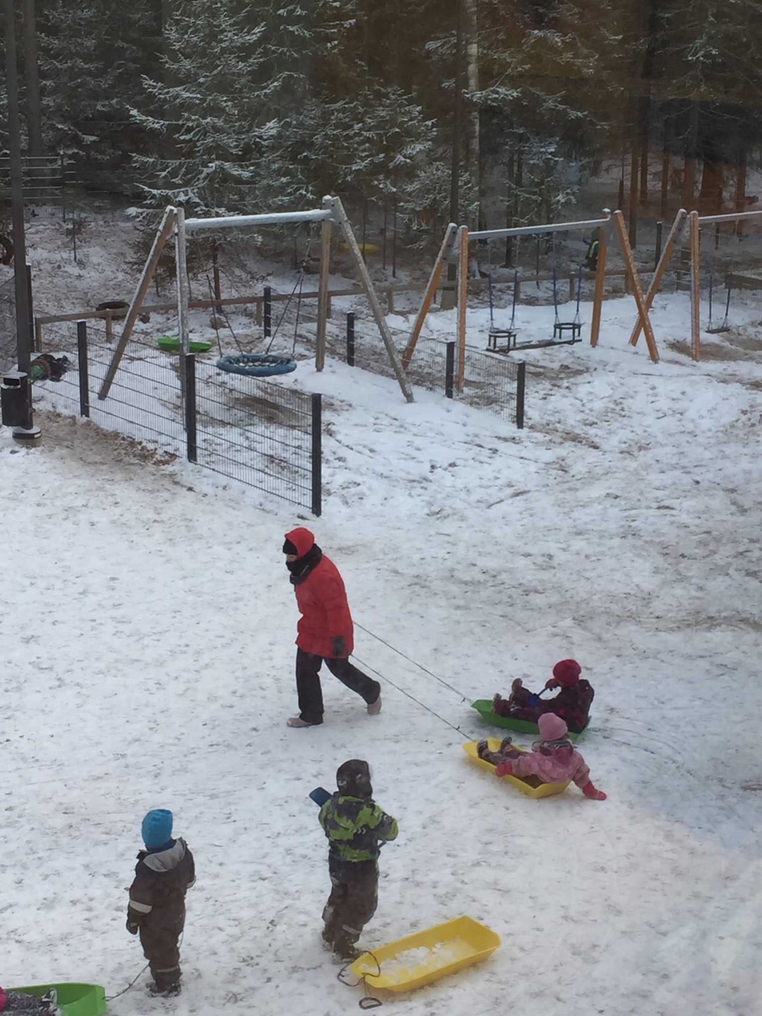 children playing in snow