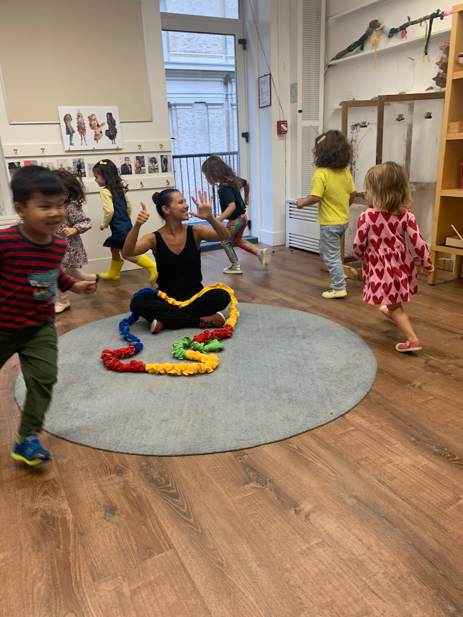 children running in a circle